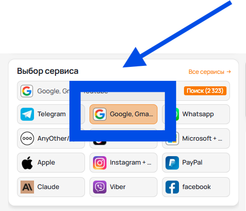 Выбор сервиса