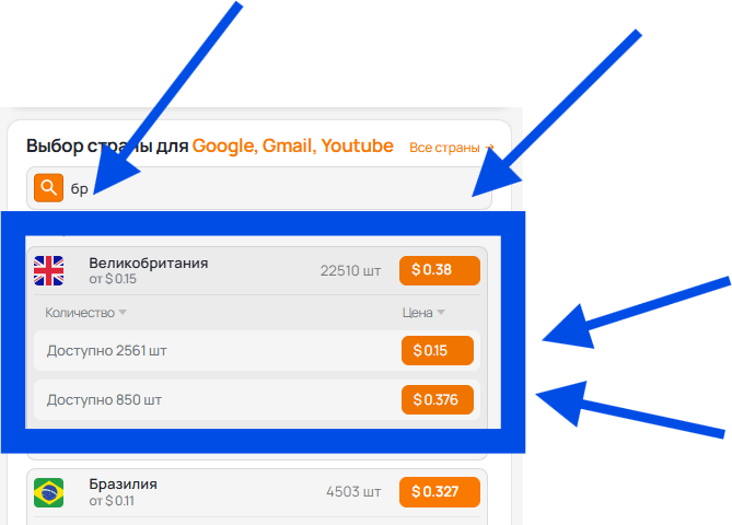 Выбор страны