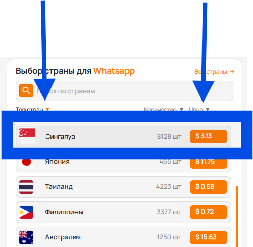 Выбор страны