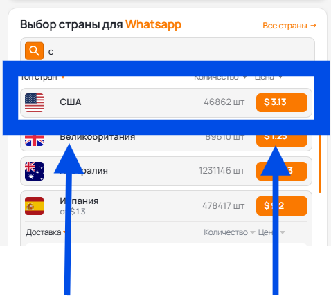 Выбор страны