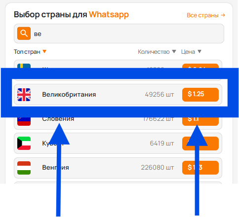 Выбор страны
