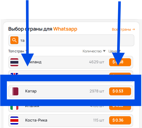 Выбор страны