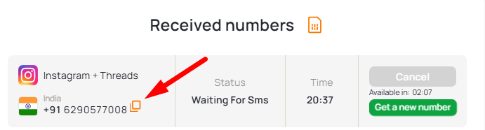 Buy temporary indian number-for Instagram OTP