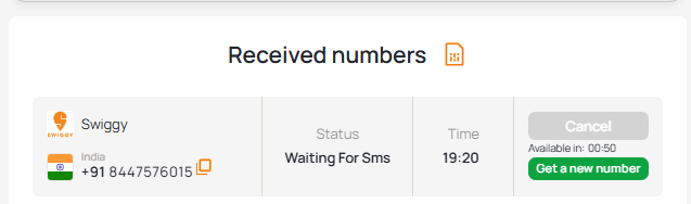 number for swiggy OTP