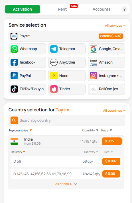 get number indian paytm 