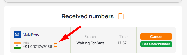 virtual indian number for MobiKwik