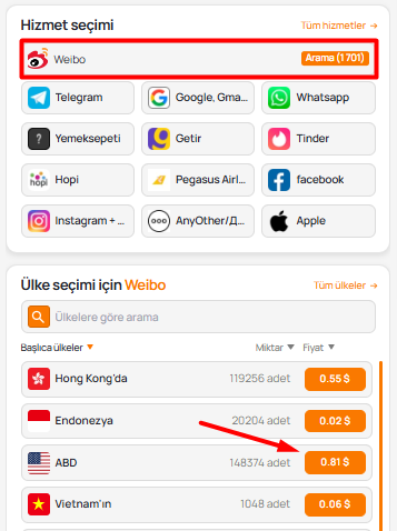 Buy Weibo virtual number for registration