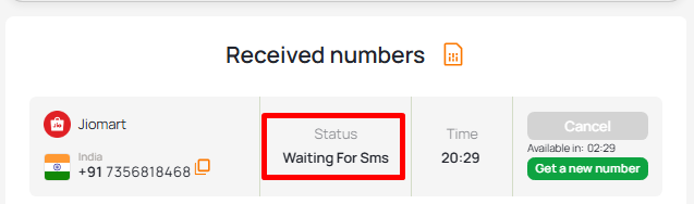 temp indian number for jiomart