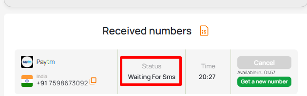 virtual number indian for paytm 